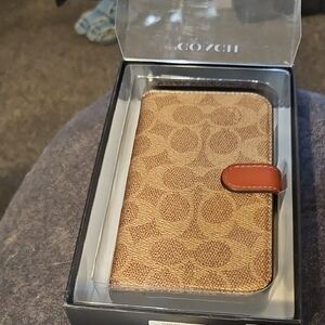 Coach Tan and Brown Signature Canvas Phone Case